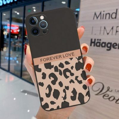 Калъф /леопардов принт/ Forever Love черен за Iphone 12 / 12 pro 	