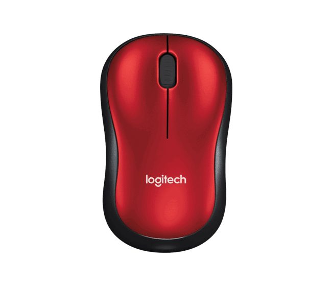 Мишка LOGITECH M185 WL/NB/ BLACK/RED