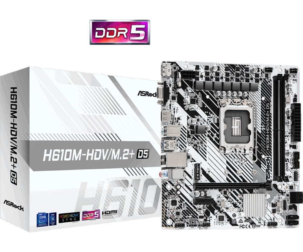 Дънна платка ASROCK H610M-HDV/M.2+ D5