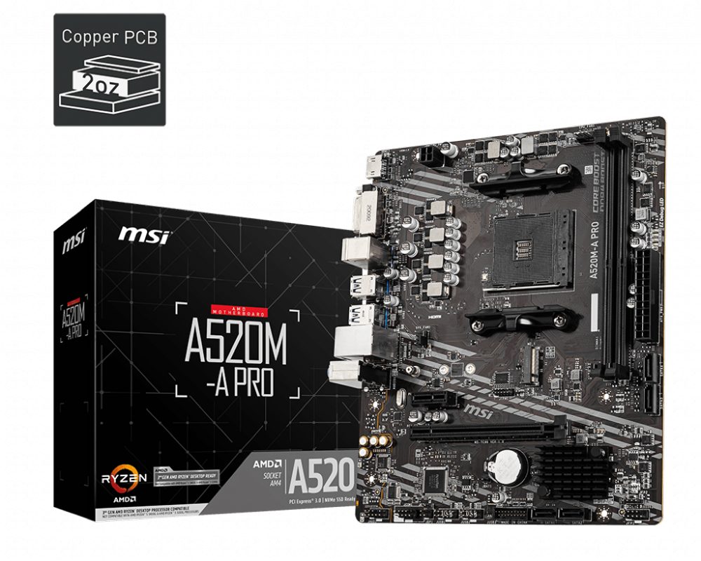 Дънна платка MSI A520M-A PRO /AM4