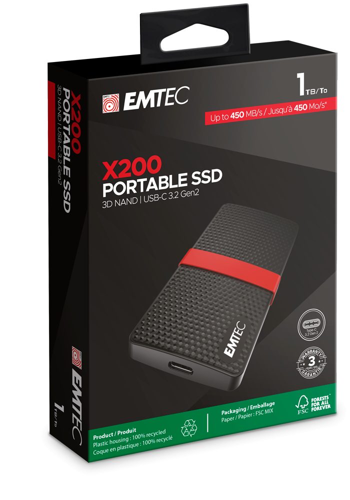 Преносима SSD памет EMTEC EXT SSD X200 1T /USB-C