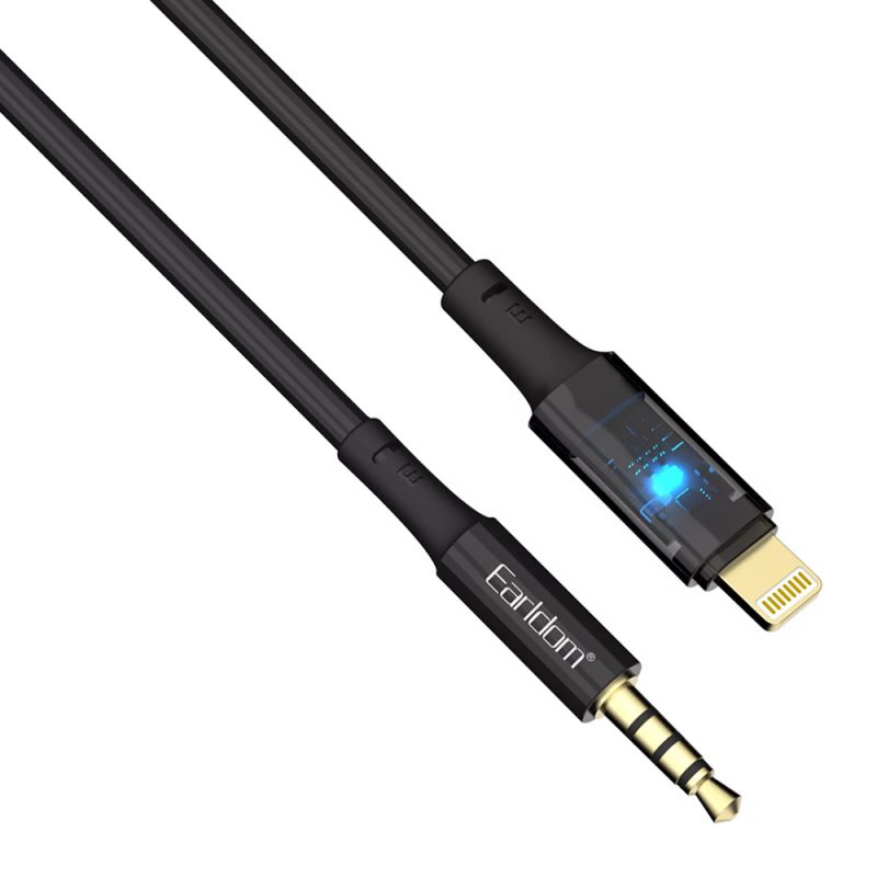 Аудио преходник - Earldom ET-AUX52, 3.5mm AUX към Lightning, 1.0м, Черен 