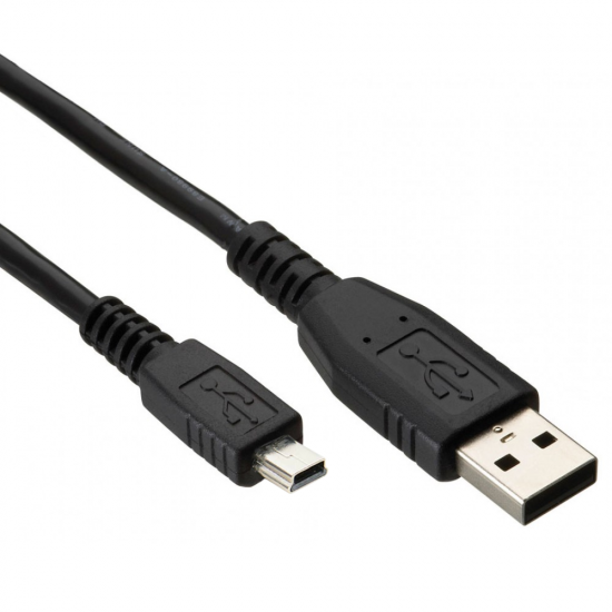 Кабел Vcom USB - USB Mini, 3m, Черен