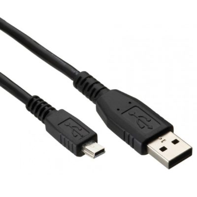 Кабел Vcom USB - USB Mini, 3m, Черен