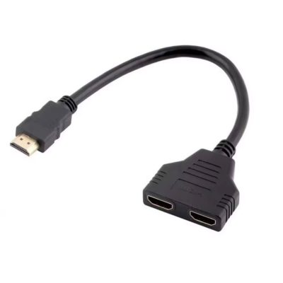 Видео преходник - Сплитер DeTech, HDMI(M) - 2*HDMI(F), Черен