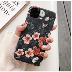 Силиконов калъф черен на цветя за Iphone 11 Pro Max 