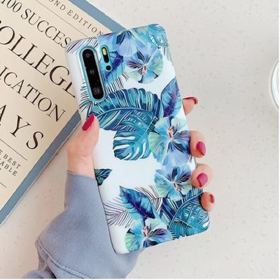 Силиконов калъф /сини листа/ за Huawei Mate 20 Pro 