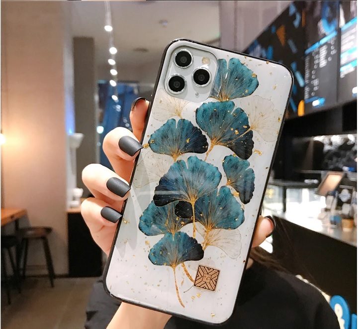 Луксозен твърд калъф TC /златни точки листа/ за Iphone 7/8 